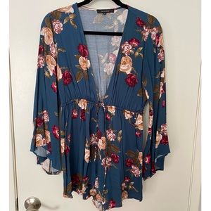 Olivaceous floral romper